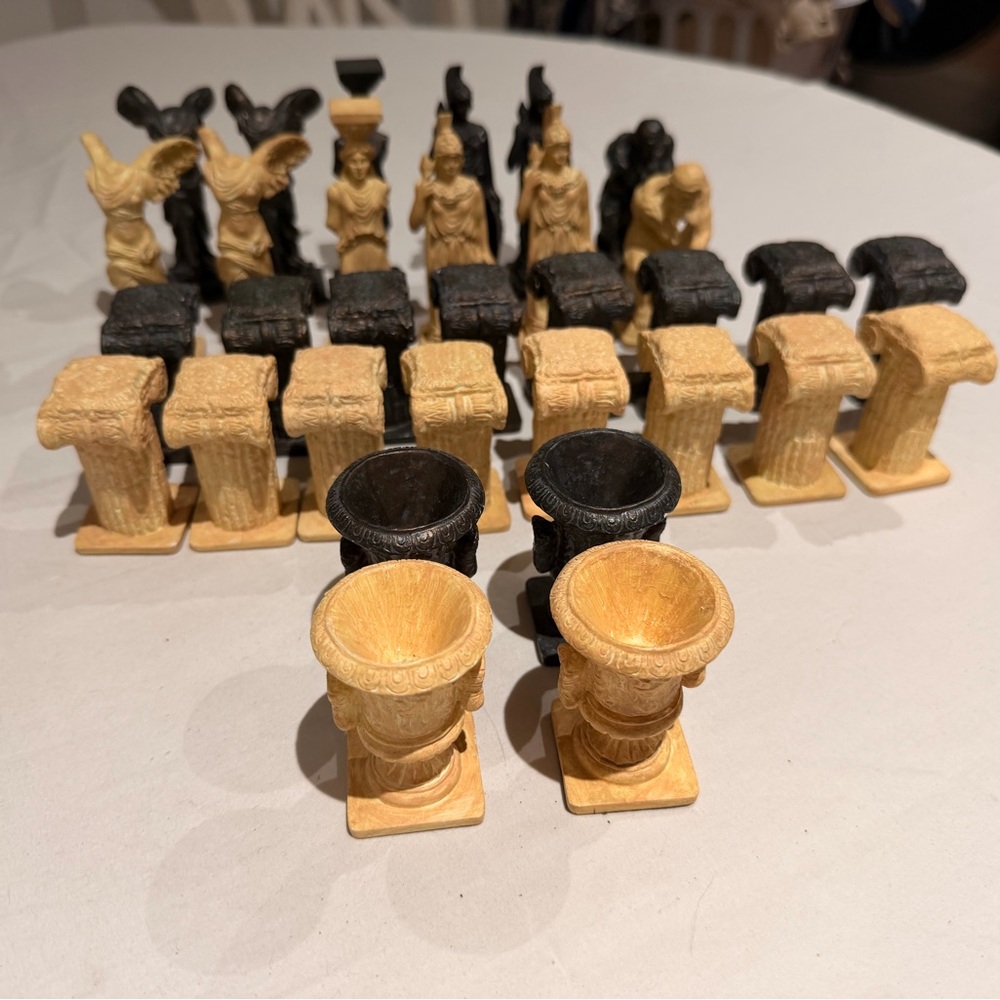 Black and Tan Roman/ Greek Chess Set lot